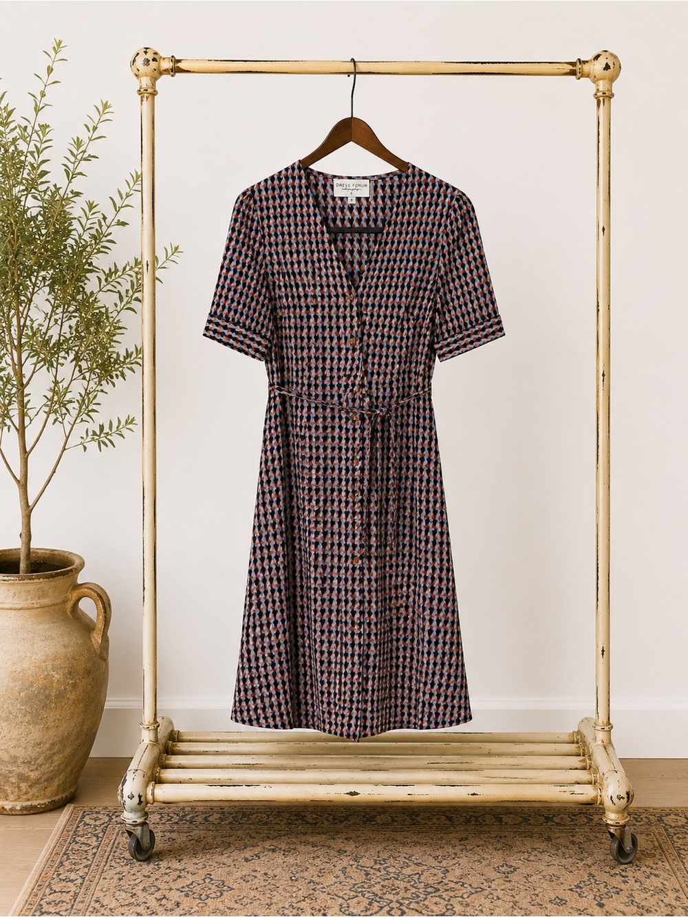 Dress Forum Navy & Pink Short-Sleeve Wrap Dress